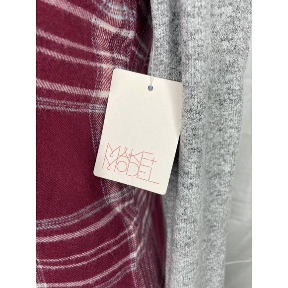 Make + Model Women XXS Snap Button Flannel Purple Plaid Long Sleeve - Picture 6 of 11